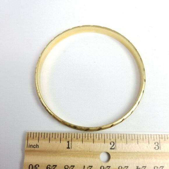 Vintage Monet Gold Tone Striped Bangle Bracelet, Stacking Signed Estate - Picture 4 of 6